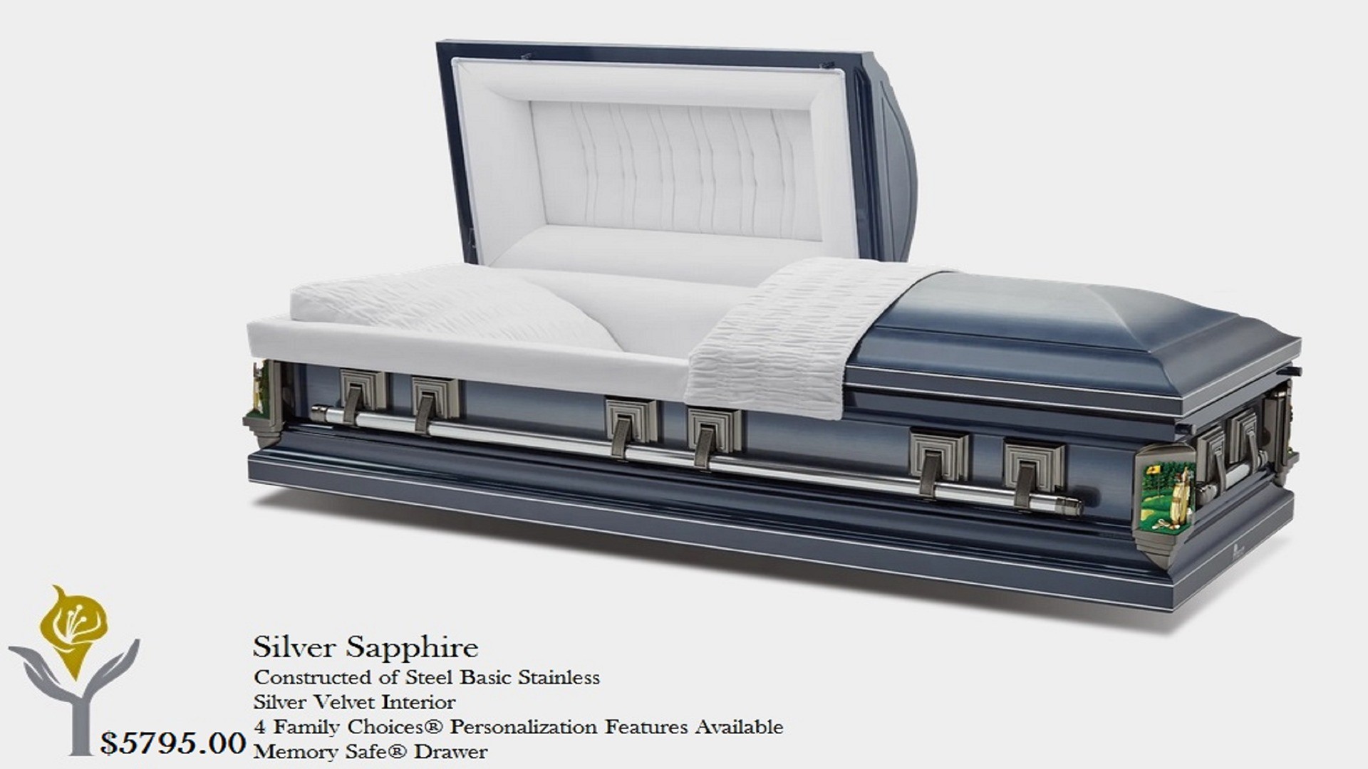 Silver Sapphire - Stainless Steel with Velvet Interior